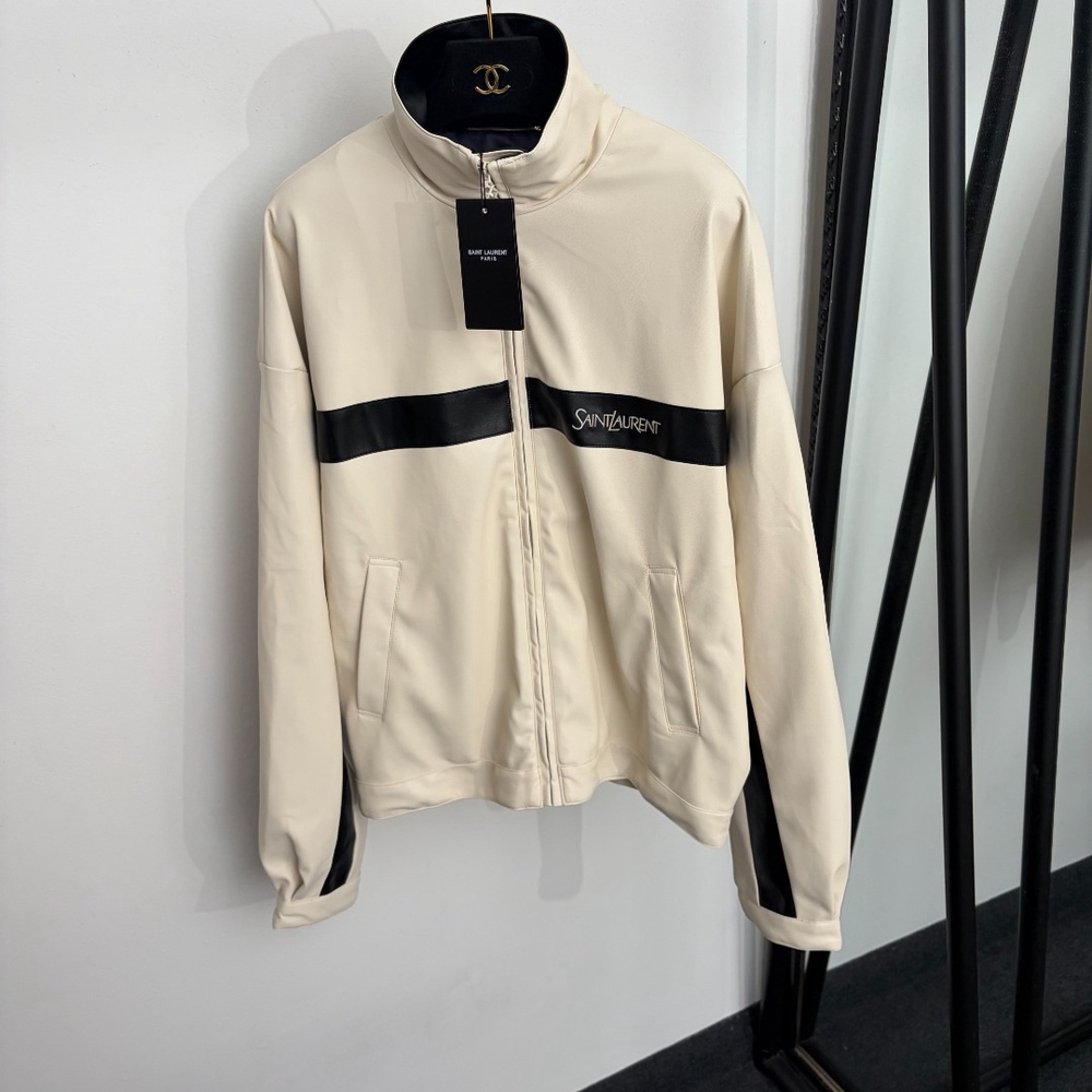 ✨YSL Saint Laurent 🤍Color Block Zip Track Jacket